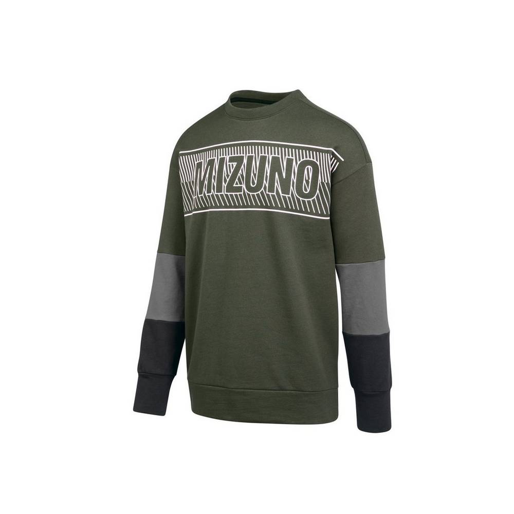 Mizuno Women's MZ1 Tokyo Fleece Crew Tops Green/Black (530055-CUJ)